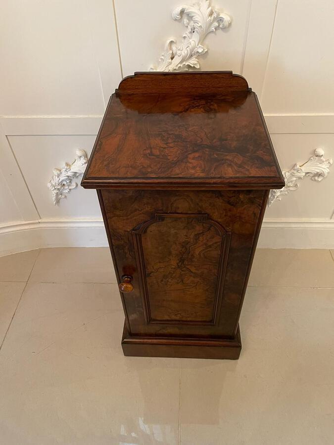 Antique Quality Antique Victorian Burr Walnut Bedside Cabinet 
