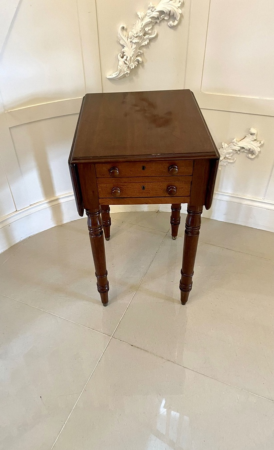 Antique  Small Antique Victorian Quality Mahogany Table with Two Drop Leaves