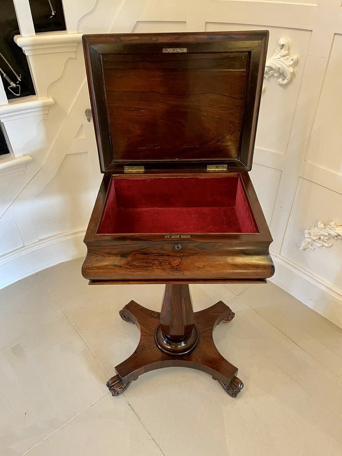 Antique  Quality Antique William IV Rosewood Work Box 