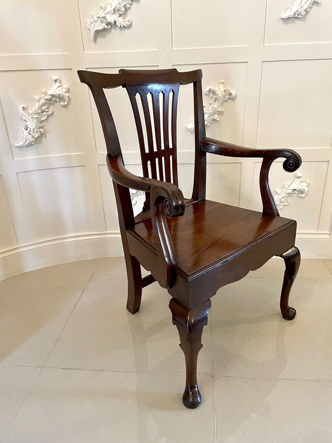 Antique   Outstanding Antique George III Mahogany Desk Chair 
