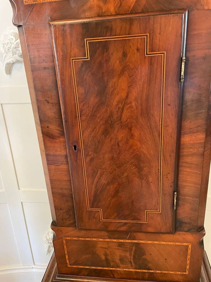 Antique Quality 19th Century Antique Mahogany Inlaid Eight Day Longcase Clock by Ganz of Swansea