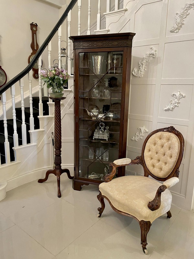 Antique  Quality Antique Edwardian Mahogany Corner Display Cabinet