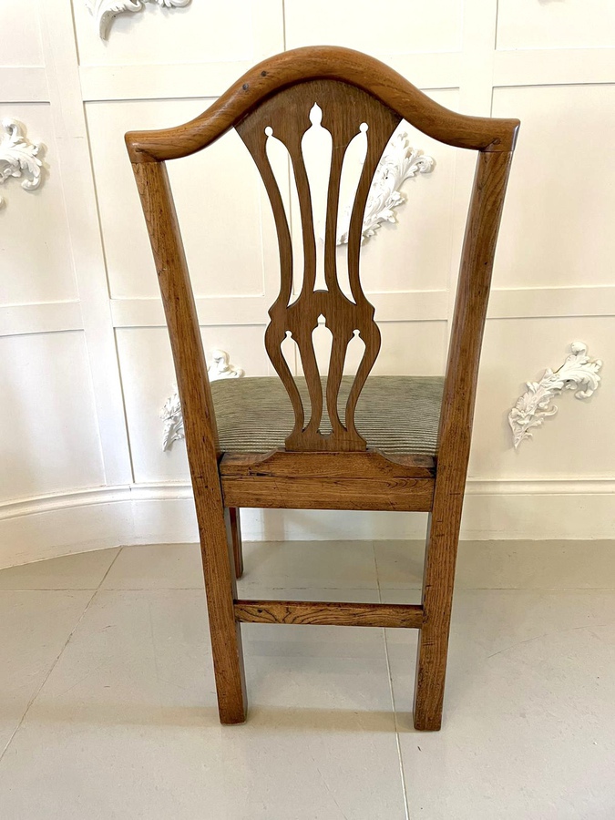 Antique   Antique Set of Eight George III Hepplewhite Oak Dining Chairs 