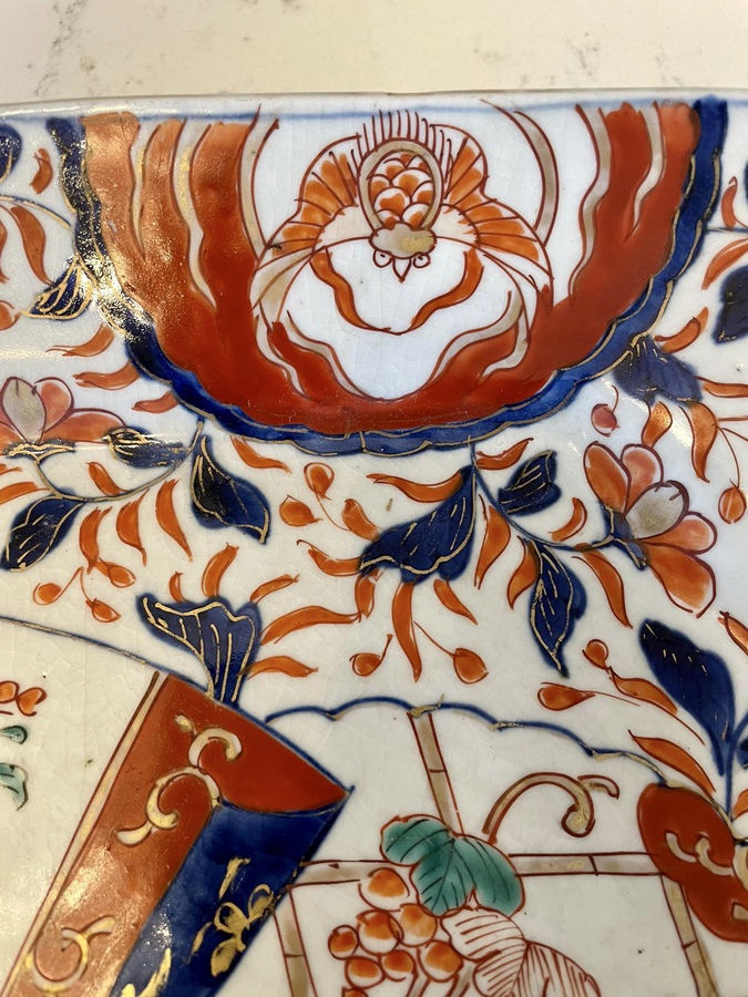 Antique  Unusual Antique Shaped Hand Painted Imari Dish