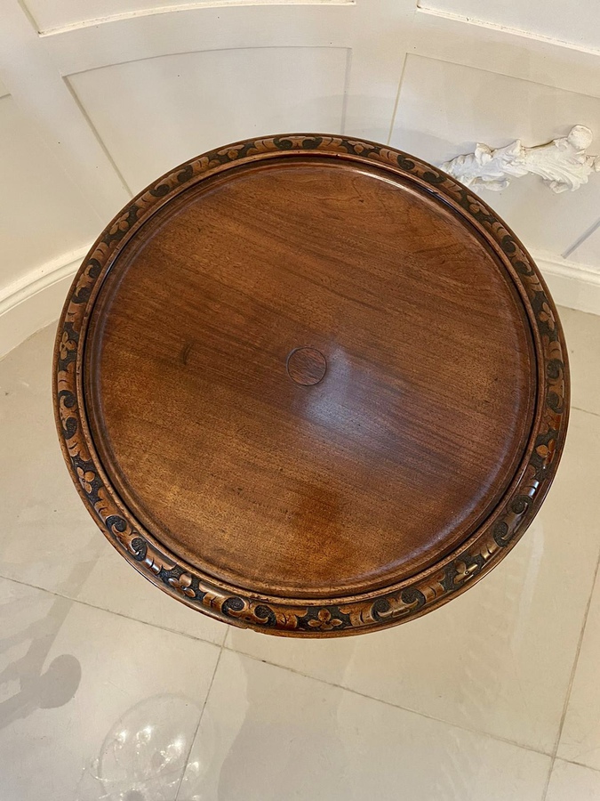 Antique  Quality Antique Victorian Carved Walnut Circular Lamp Table