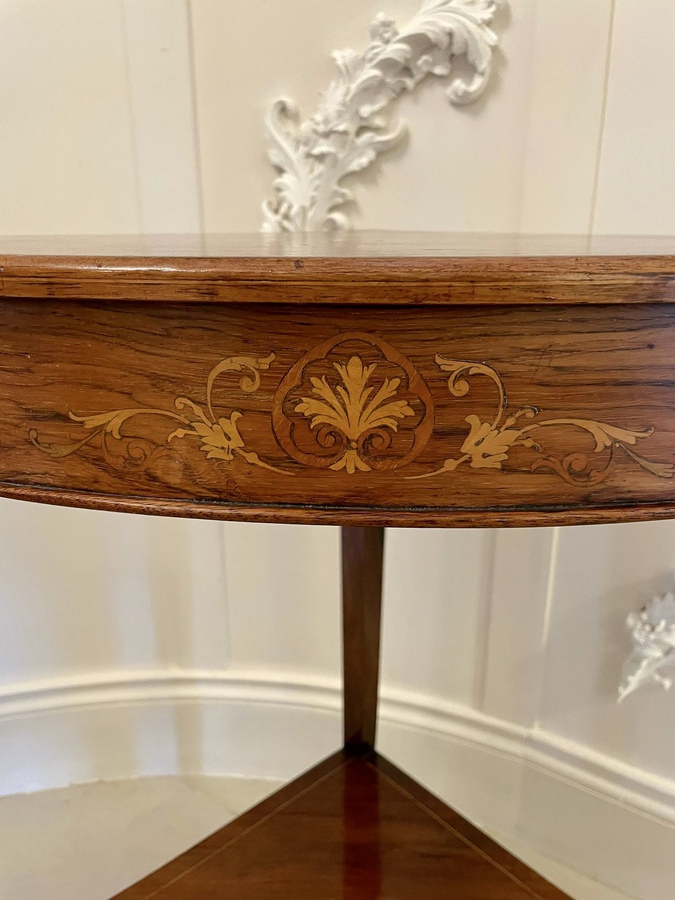 Antique Antique Edwardian Inlaid Rosewood Corner Lamp Table 
