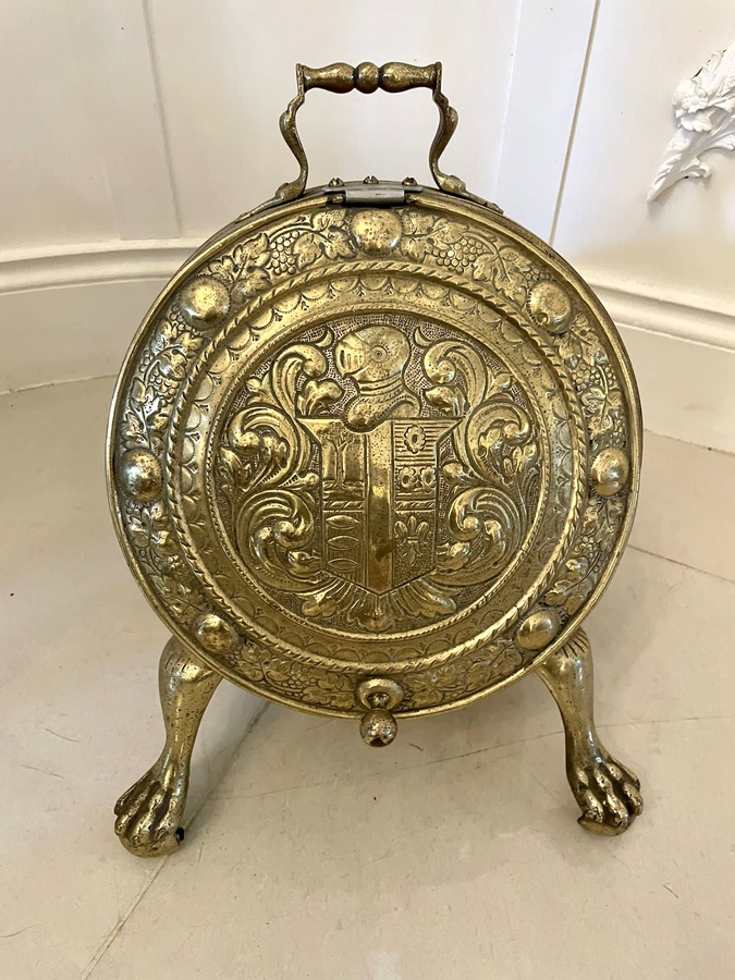 Antique  Magnificent Quality Antique Victorian Ornate Brass Log Bucket 
