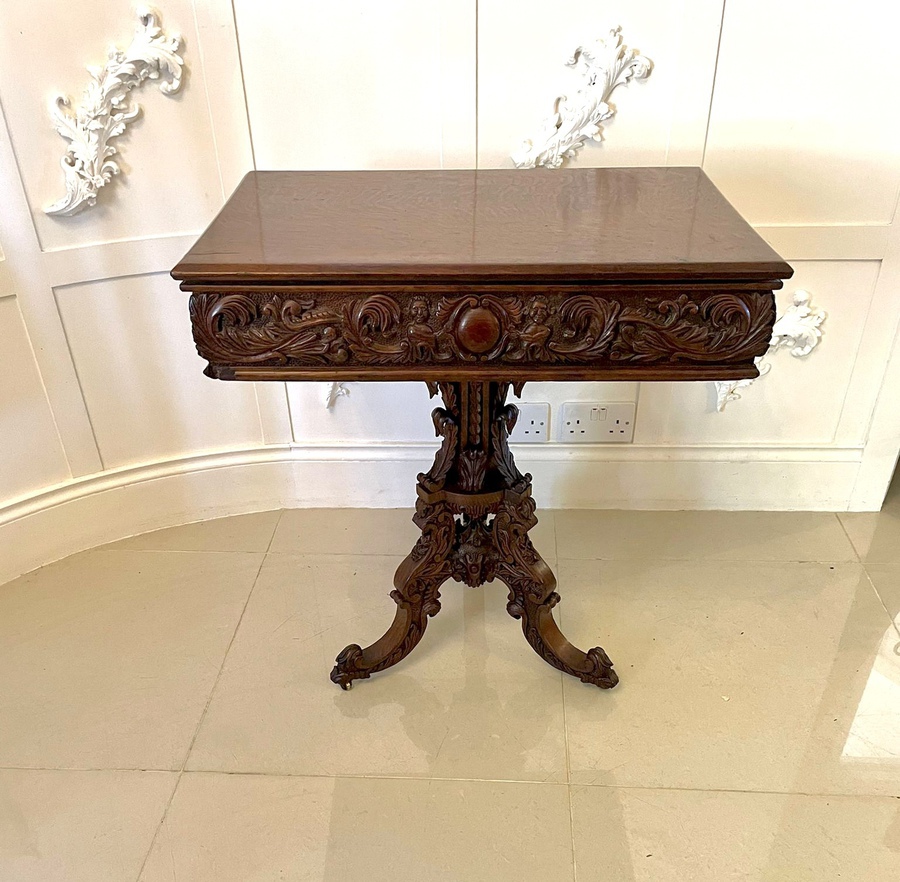 Antique  Outstanding Quality Antique Victorian Carved Oak Centre Table 