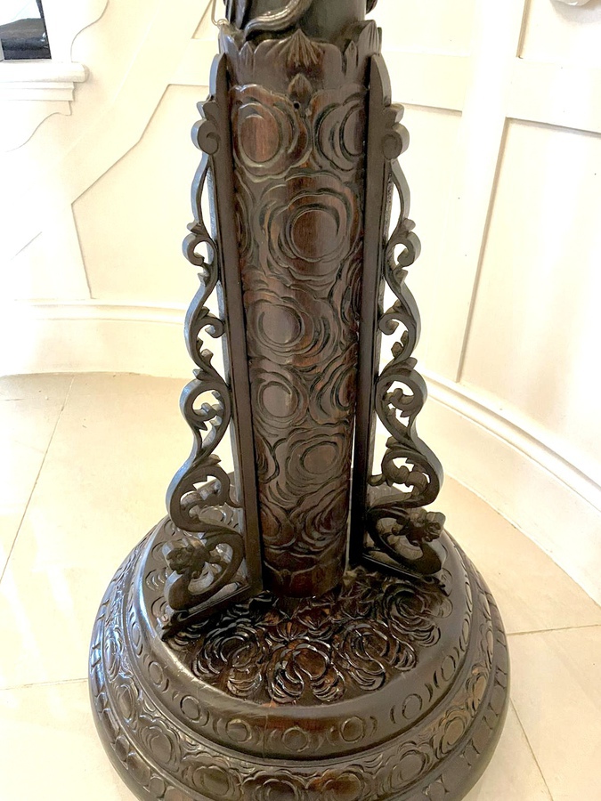 Antique  Outstanding Quality Chinese Carved Hardwood Lamp Stand 175C