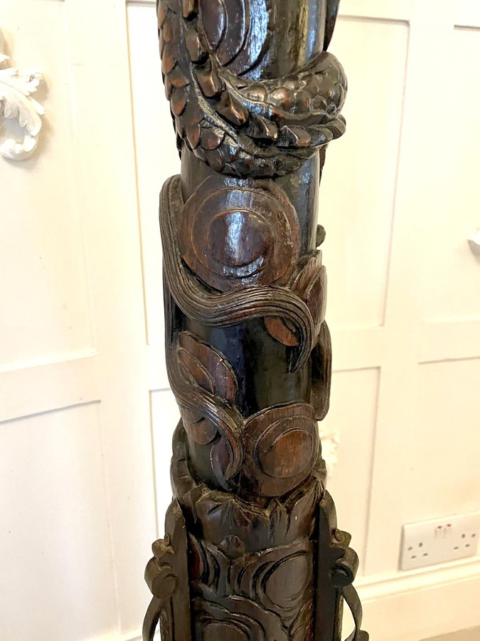 Antique  Outstanding Quality Chinese Carved Hardwood Lamp Stand 175C
