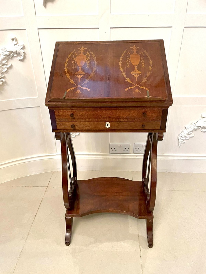 Antique  Outstanding Quality Antique Edwardian Inlaid Mahogany Reading Table 183C