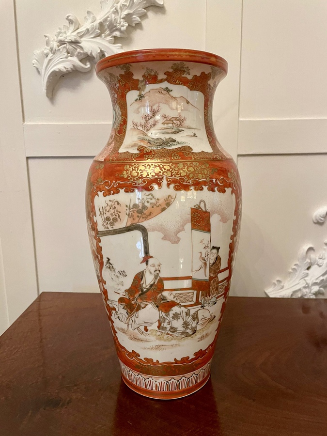 Antique   Pair of Antique Victorian Quality Japanese Kutani Porcelain Vases 184c