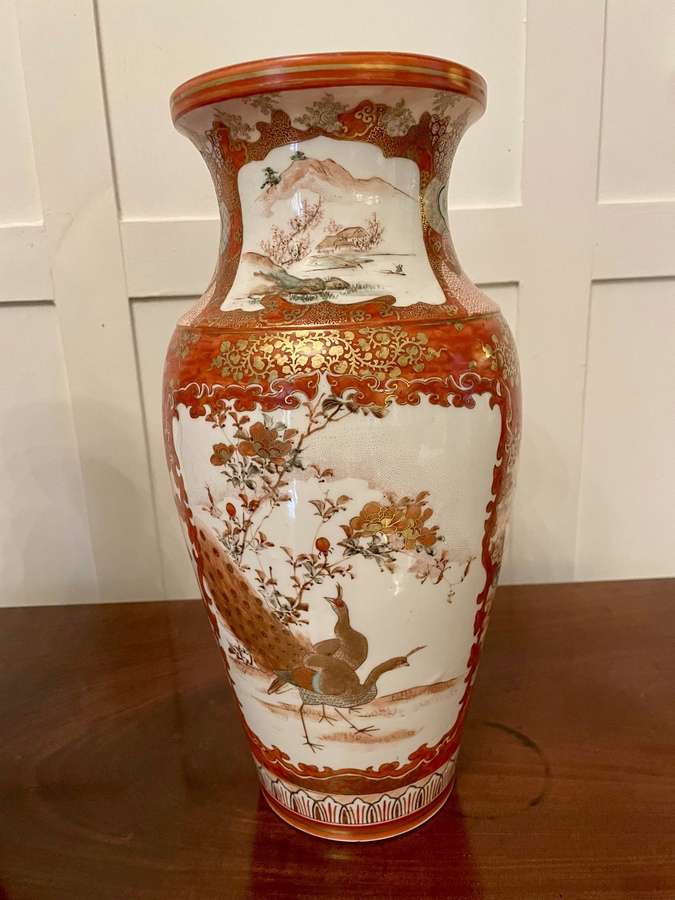 Antique   Pair of Antique Victorian Quality Japanese Kutani Porcelain Vases 184c