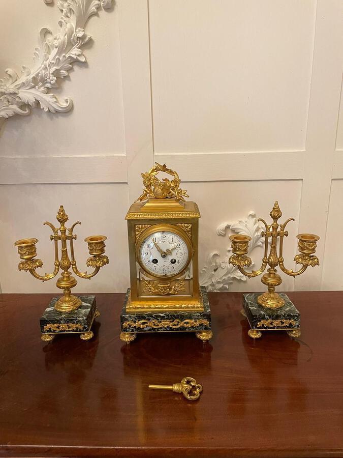 Antique   Outstanding Quality Antique Victorian French Ornate Ormolu Clock Garniture by A D Mougin France 185C