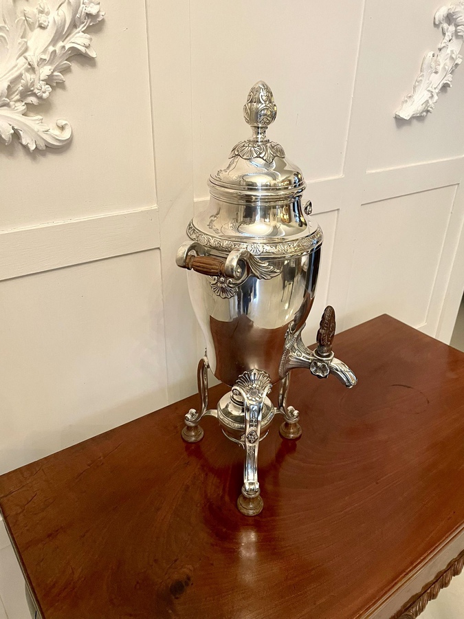 Antique  Fine Quality Antique Victorian French Silver Plated Tea Urn by Risler and Carré Paris 187C