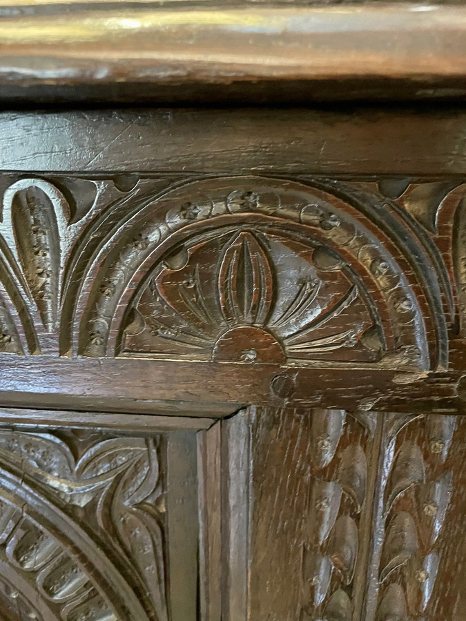 Antique  Large 17th Century Antique Quality Carved Oak Coffer 189C