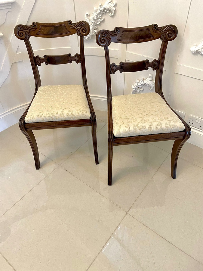 Antique Pair of Quality Antique Regency Carved Mahogany Side Chairs  ref: 1198