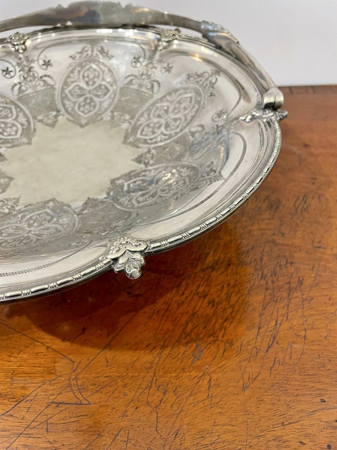 Antique  Antique Edwardian Quality Engraved Silver Plated Cake Basket  ref: 377C