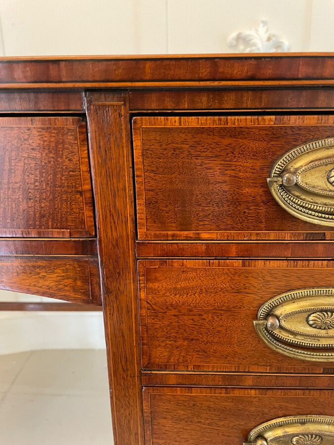 Antique Antique Edwardian Quality Freestanding Mahogany Inlaid Pedestal Desk REF: 1186