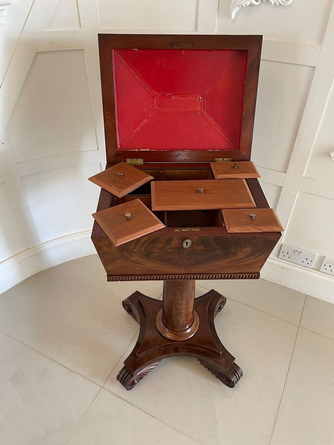 Antique Antique William IV Quality Figured Mahogany Work Box ref: 361C