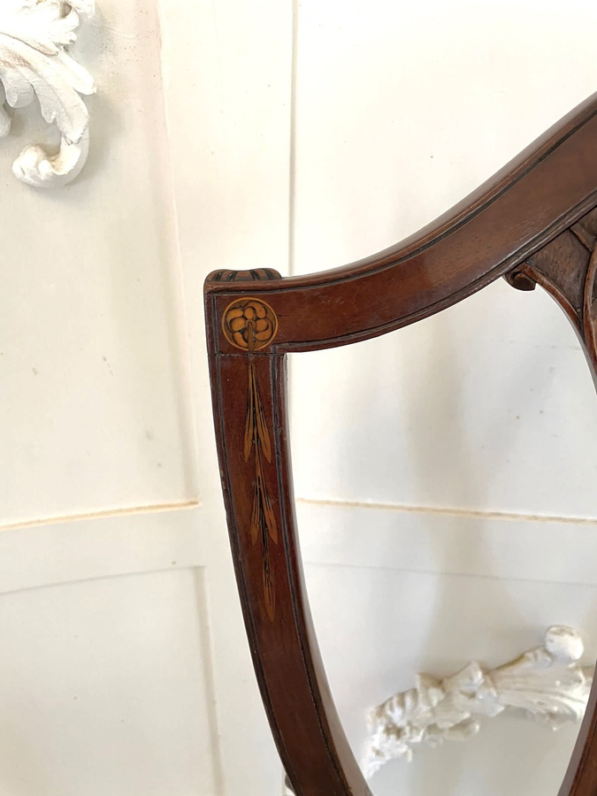 Antique Fine Quality Set of Six Antique Victorian Mahogany Inlaid Dining Chairs  ref: 347C