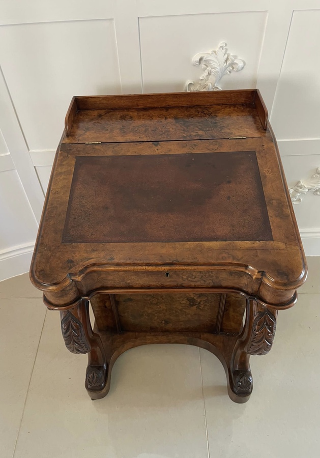 Antique Quality Antique Victorian Burr Walnut Freestanding Davenport ref: 1212