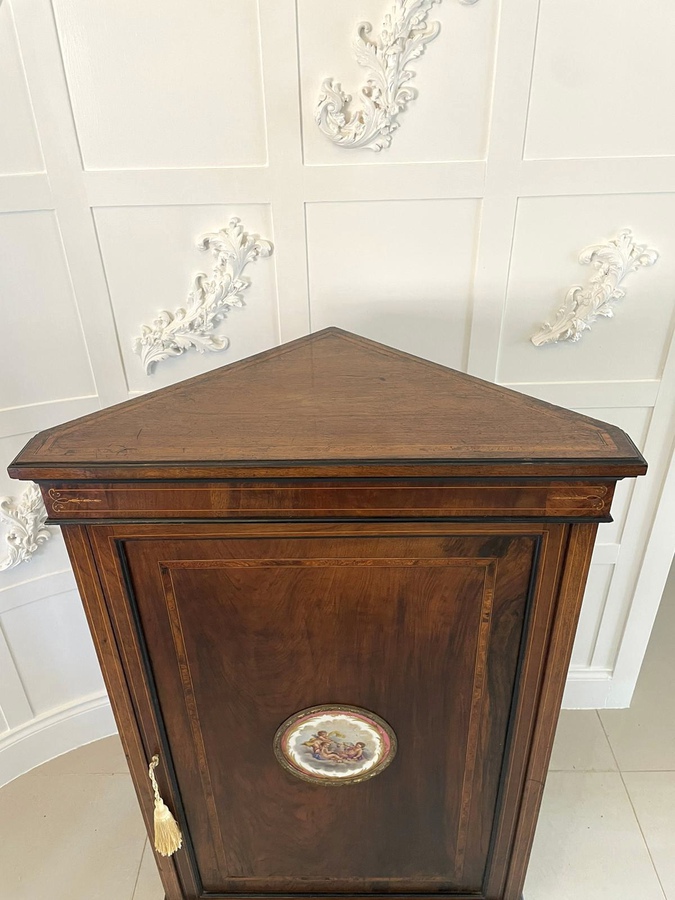 Antique Finest Quality 19th Century Victorian Antique Inlaid Walnut Corner Cabinet ref: 1218
