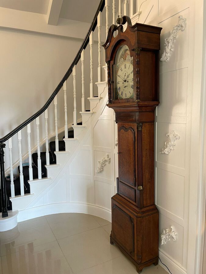Antique  Antique George III Quality Oak and Mahogany Longcase Clock with 8 Day Moon Phase Movement By Edward White Birmingham ref: 391C