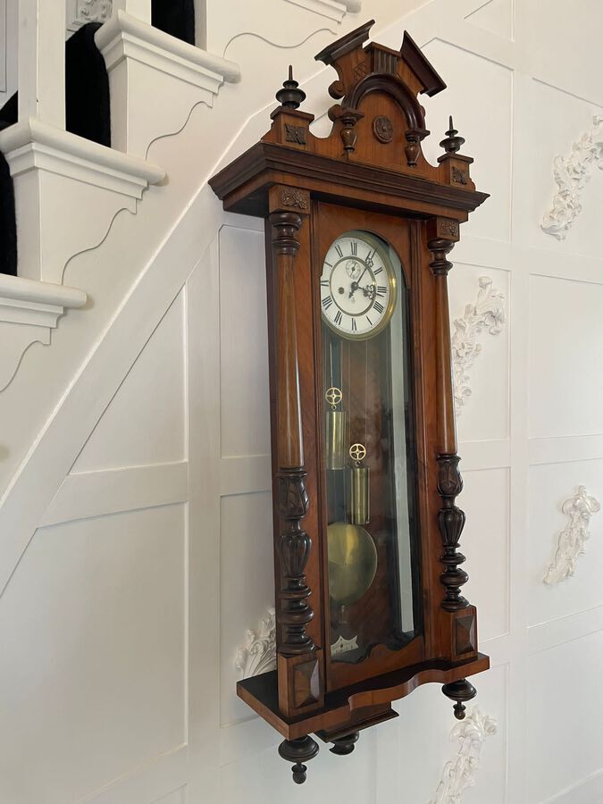 Antique Antique Victorian Quality Carved Walnut Vienna Wall Clock by Gustav Becker ref: 393C