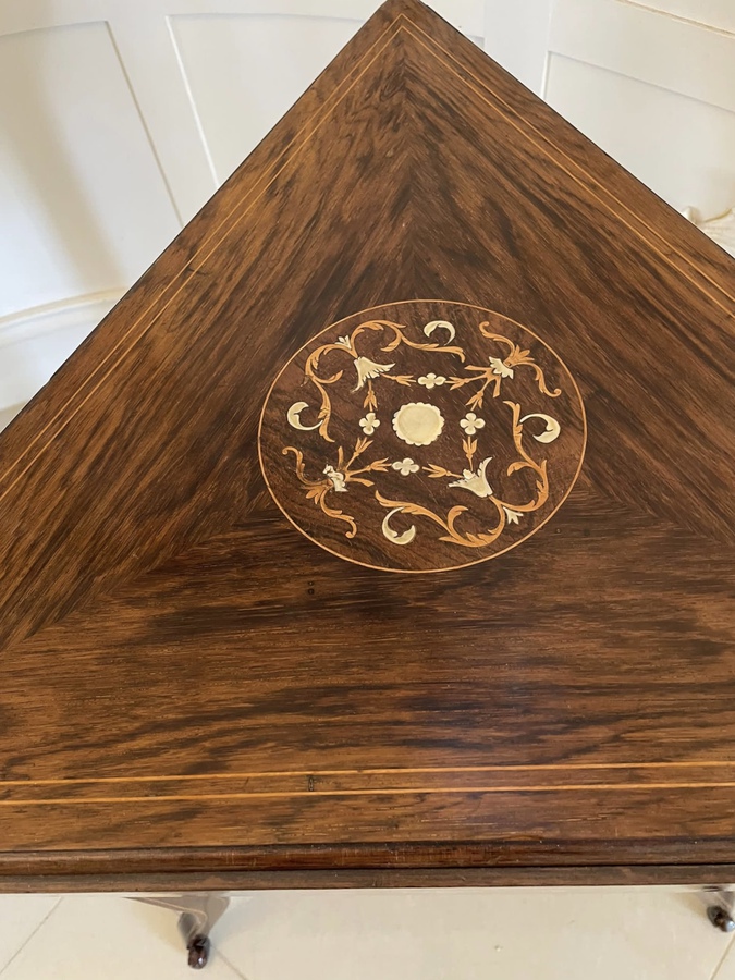 Antique Unusual Antique Edwardian Quality Rosewood Inlaid Drop Leaf Centre Table ref: 1171
