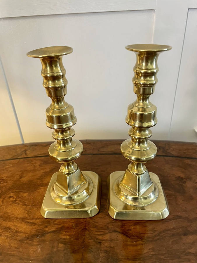 Antique  Pair of Antique Victorian Brass Candlesticks ref: 404C