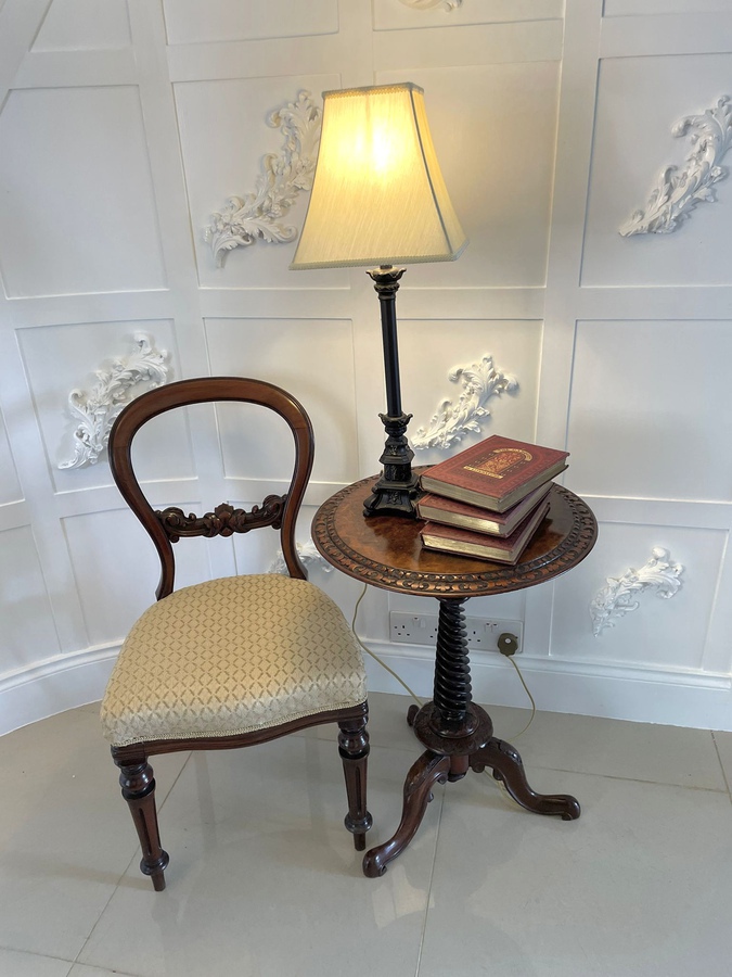 Antique Antique Victorian Quality Circular Burr Walnut Lamp Table ref: 1246
