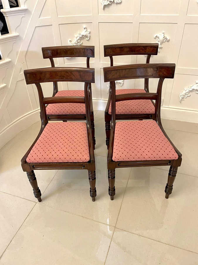Antique Set of Four Antique William IV Quality Mahogany Dining Chairs ref: 044A