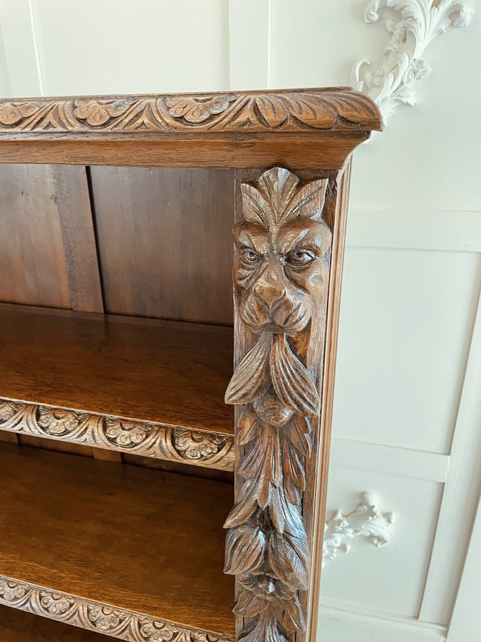 Antique Antique Victorian Quality Carved Oak Open Bookcase ref: 042A