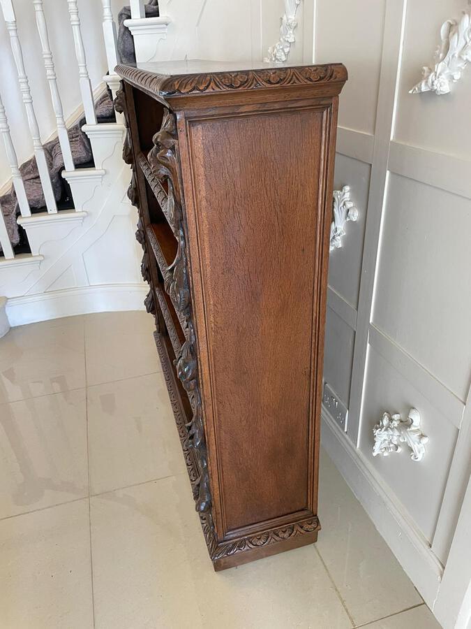 Antique Antique Victorian Quality Carved Oak Open Bookcase ref: 042A