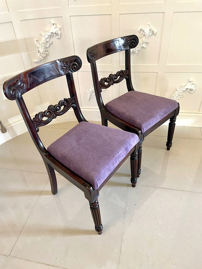 Antique  Pair of Antique William IV Quality Carved Mahogany Side Chairs ref: 1149