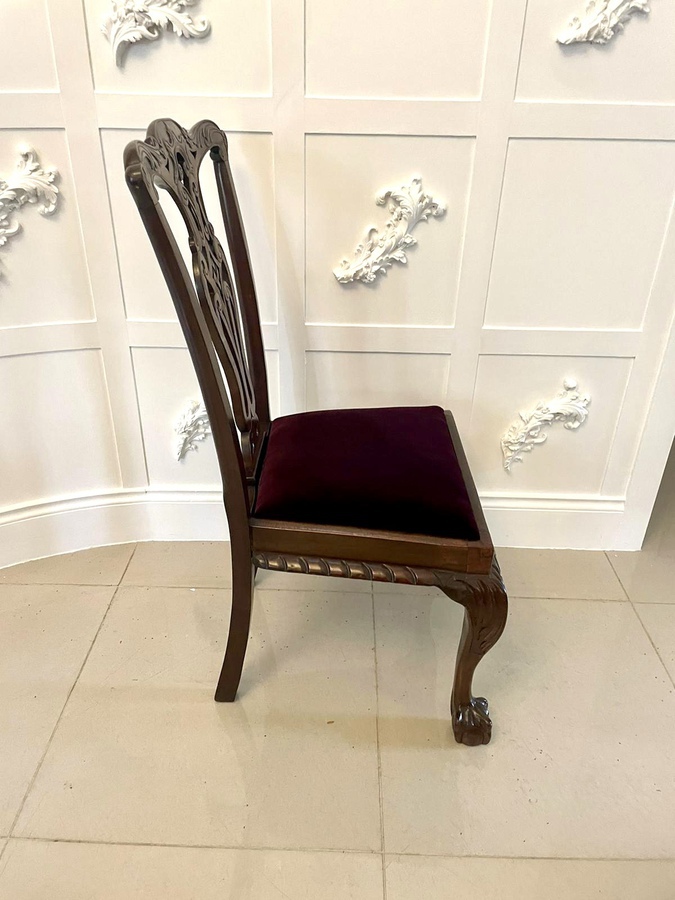 Antique Set of Eight Antique Victorian Quality Carved Mahogany Dining Chairs ref: 1260