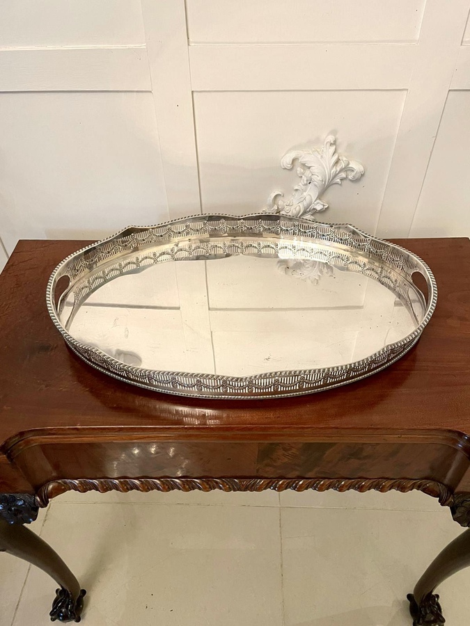 Quality Antique Edwardian Silver Plated Gallery Tray REF:200C
