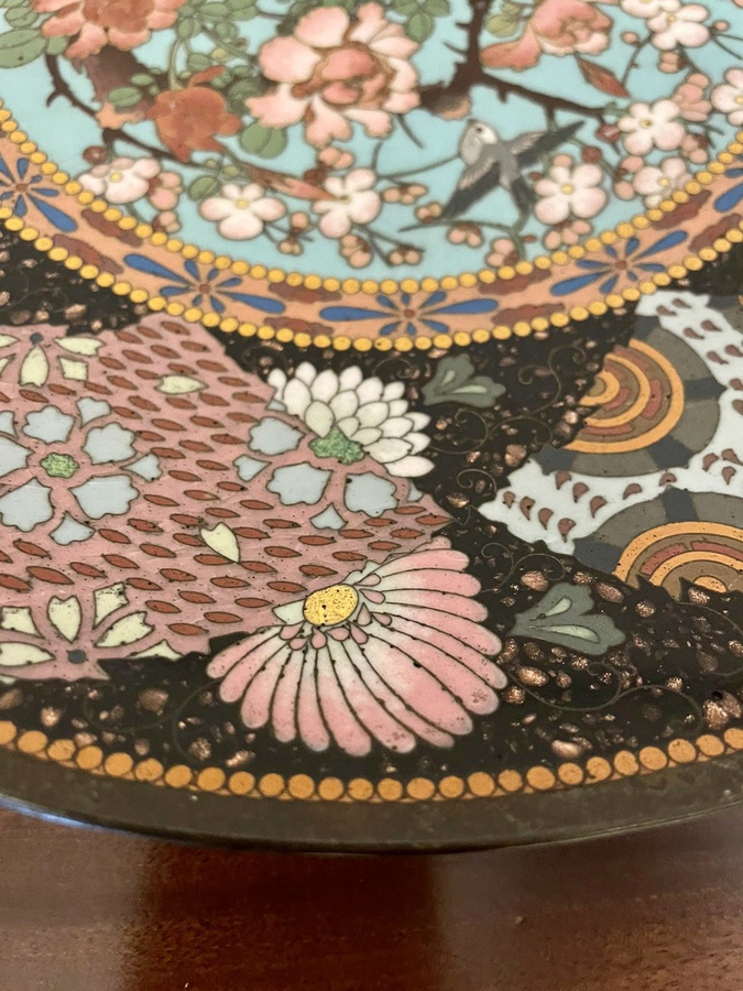 Antique   Quality Antique Japanese Cloisonne Plate REF:201C