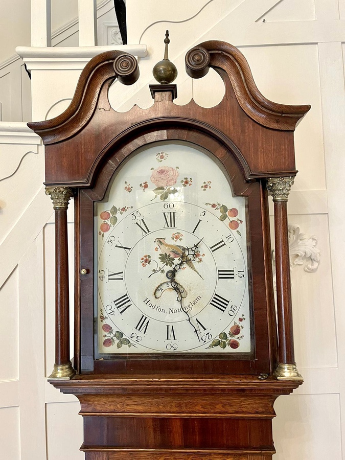 Antique Antique George III Mahogany And Oak Longcase Clock By Hudfon Of Nottingham REF:202C