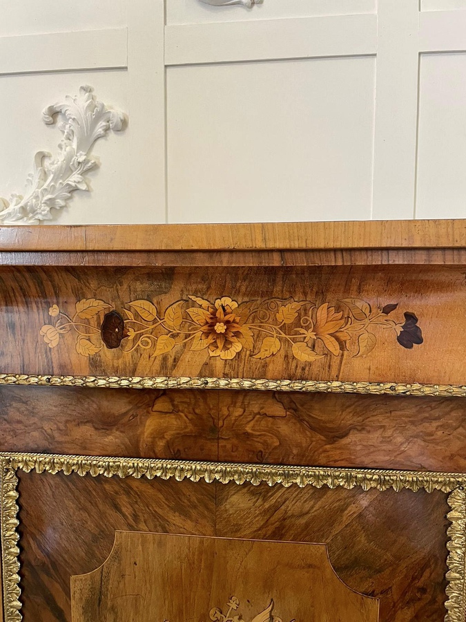 Antique Outstanding Quality Antique Victorian Burr Walnut Floral Marquetry Inlaid Side Cabinet REF:151C 