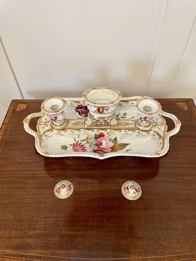 Antique Victorian Quality Porcelain Hand Painted Desk Set REF:221C
