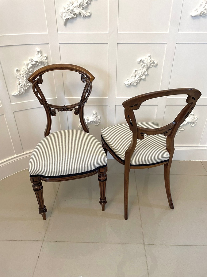 Antique  Fine Quality Set of 6 Antique Victorian Quality Carved Walnut Dining Chairs REF:421C