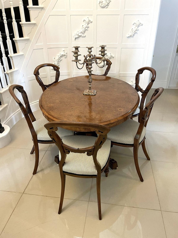 Antique  Fine Quality Set of 6 Antique Victorian Quality Carved Walnut Dining Chairs REF:421C