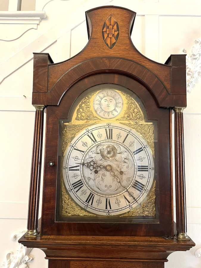 Antique Antique George III Quality Eight Day Brass Face Oak Longcase Clock REF:323C
