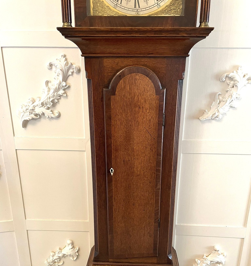 Antique Antique George III Quality Eight Day Brass Face Oak Longcase Clock REF:323C