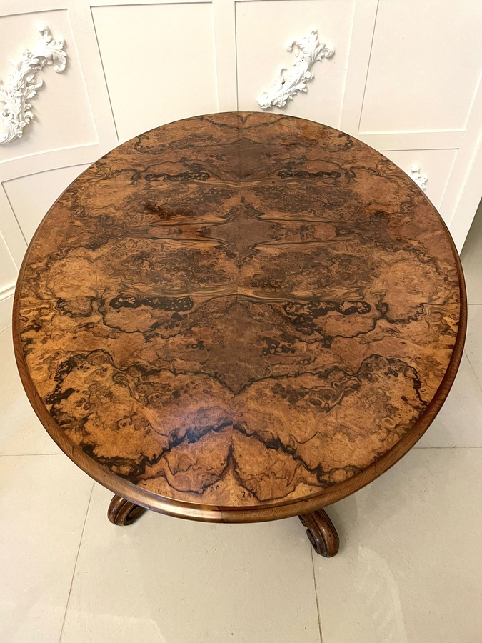 Antique  Outstanding Quality Antique Victorian Oval Burr Walnut Centre Table REF:316C