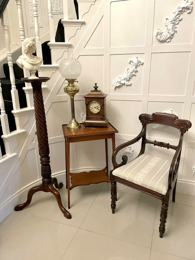 Antique  Fine Quality Antique Edwardian Satinwood Inlaid Lamp Table REF:307C