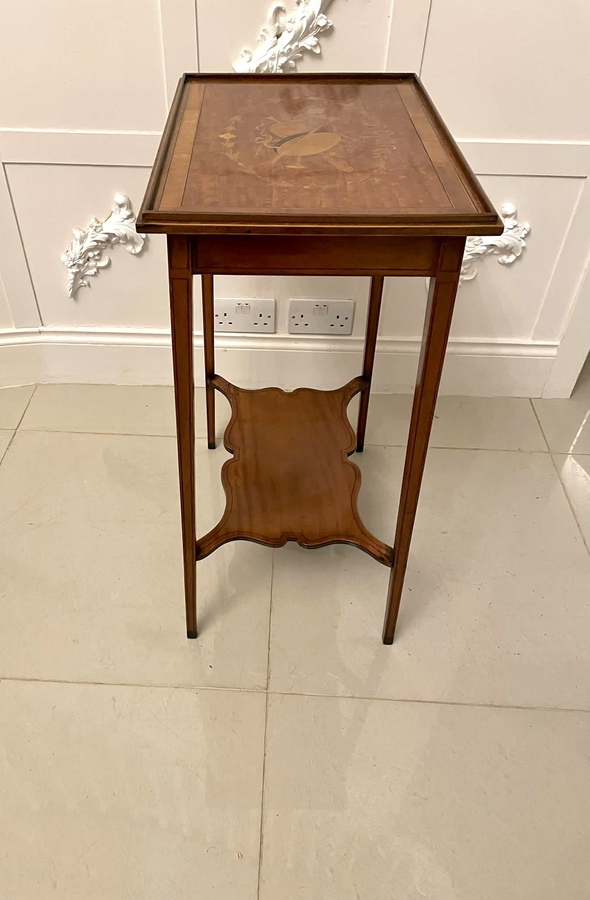 Antique  Fine Quality Antique Edwardian Satinwood Inlaid Lamp Table REF:307C