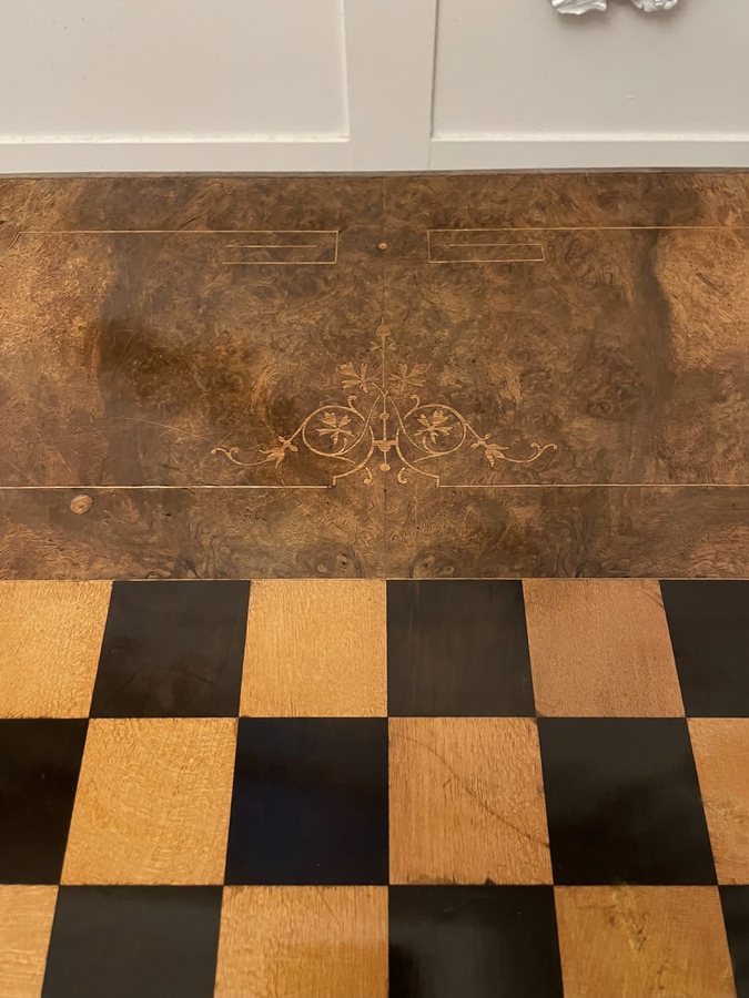 Antique  Fine Quality Antique Victorian Burr Walnut Inlaid Games Table REF:304C 